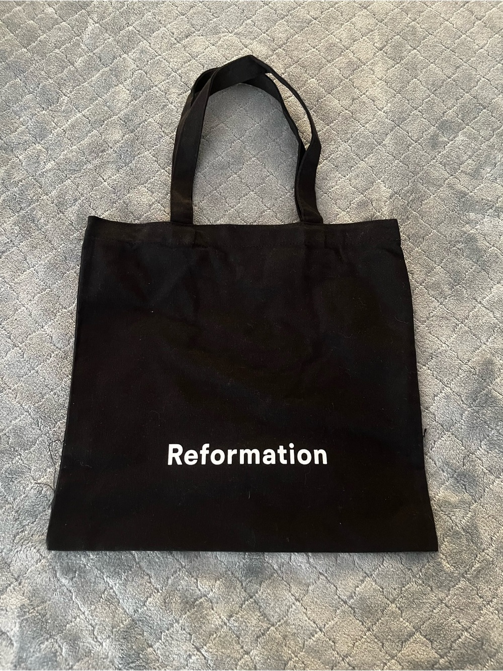 Reformation Black Canvas Tote with White Logo